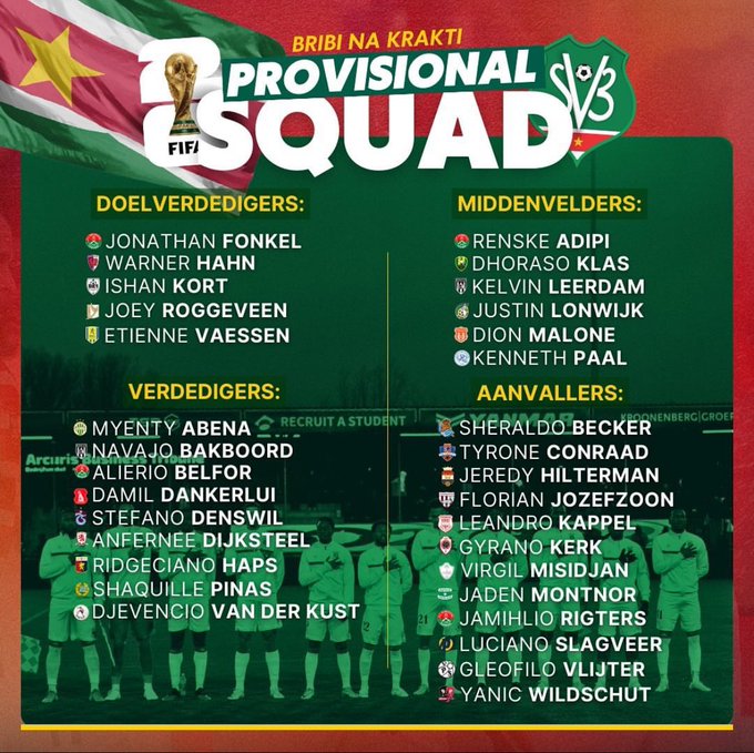 苏里南队公布世预赛名单:梅州客家外援康拉德上榜