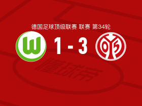 德甲联赛：沃尔夫斯堡1-3美因茨 比赛回顾