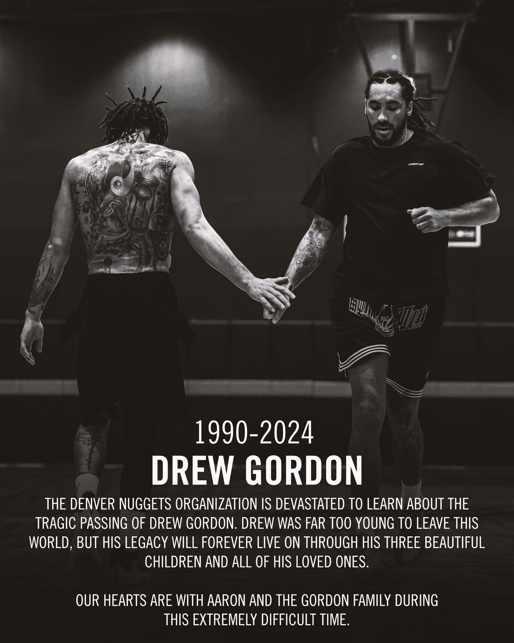 哀悼,阿隆-戈登哥哥因车祸不幸去世,掘金官方发文悼念