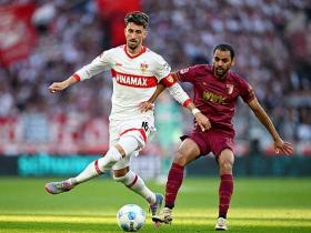 德甲斯图加特4-0奥格斯堡，主场大胜！