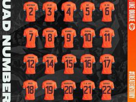 荷兰队欧洲杯球衣号码公布