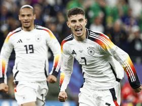 德国2-0战胜丹麦 欧洲杯1/8决赛哈弗茨表现抢眼