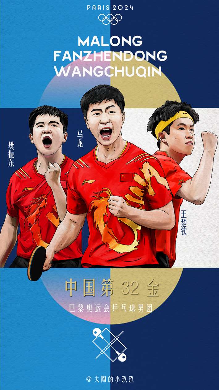 中国奥运冠军插画海报9宫格~第4版今夜大结局!