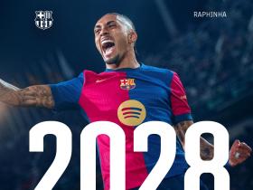 巴塞罗那前锋拉菲尼亚与俱乐部续约至2028