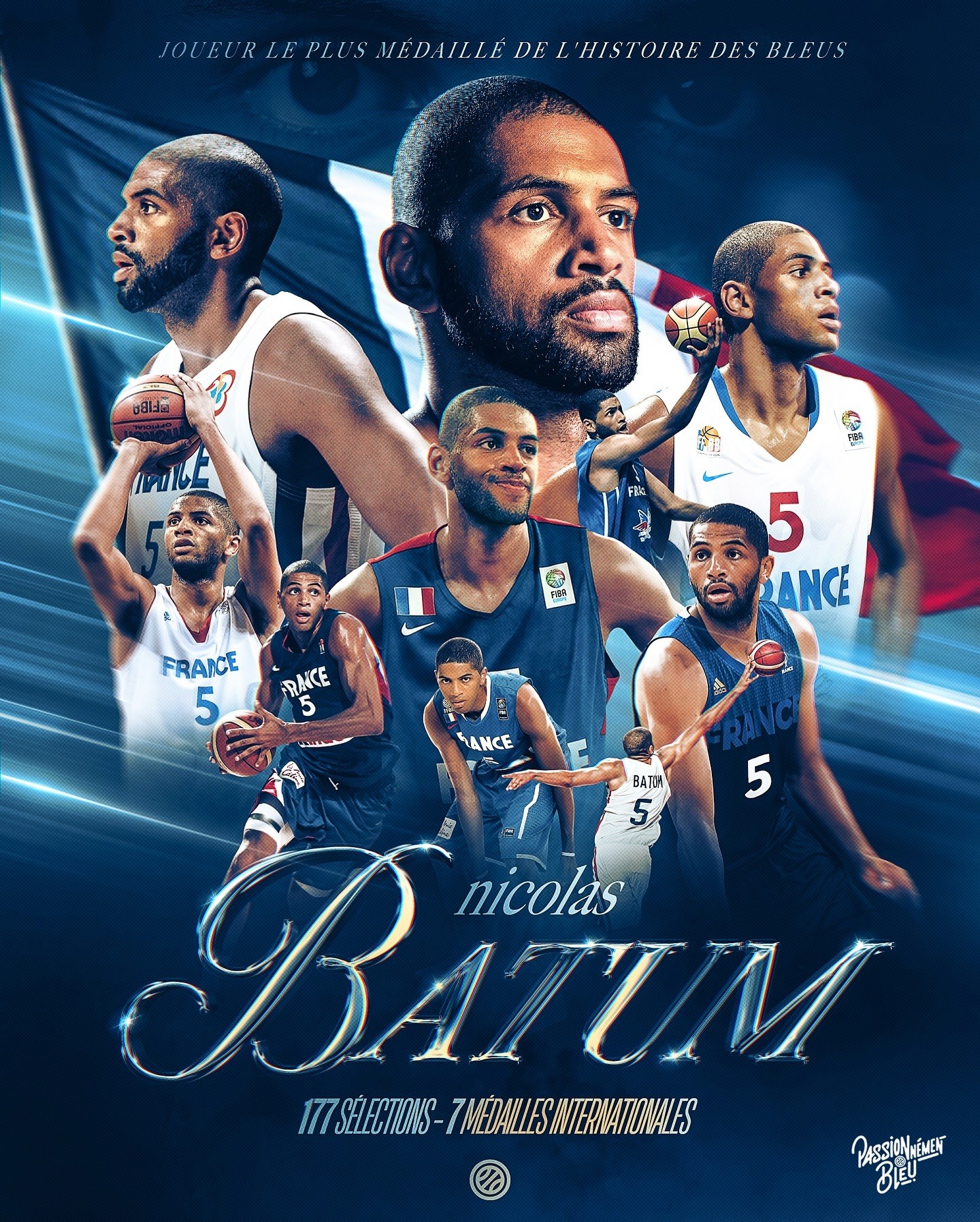 法国男篮社媒致敬巴图姆:队史获得荣誉最多的球员