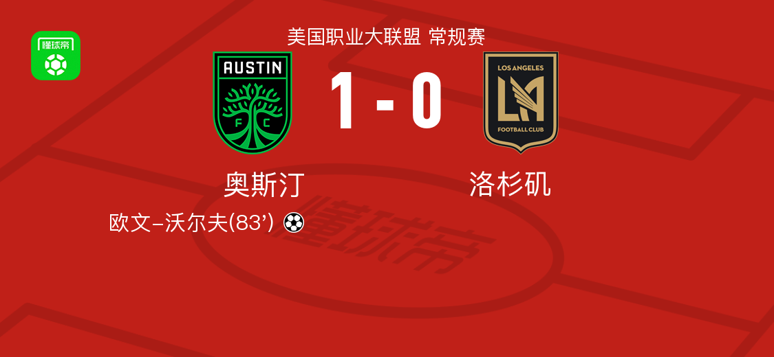 奥斯汀1-0洛杉矶，欧文-沃尔夫绝杀