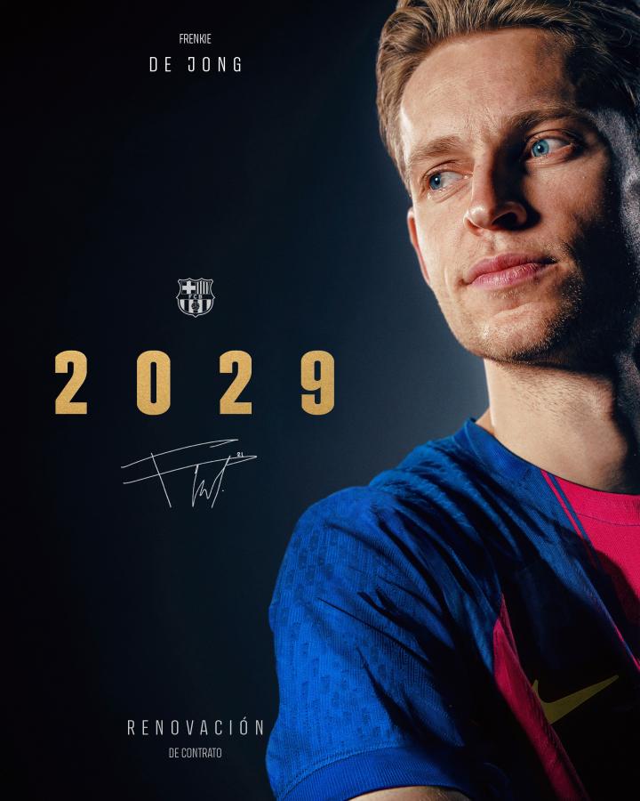 官方：巴薩與德容續(xù)約至2029年