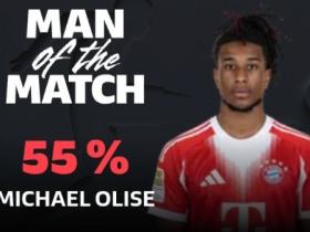 打进赛季第10球，奥利塞当选拜仁客场4-0海登海姆全场最佳