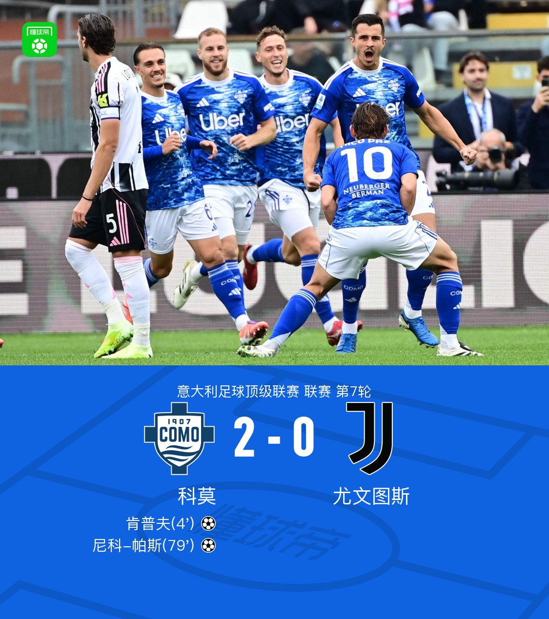 剑南春｜连续6场不胜！尤文0-2客负科莫，尼科-帕斯传射