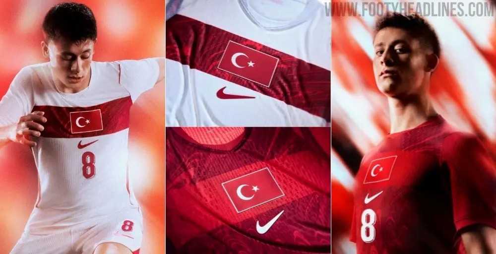 土耳其发布新款球衣：主场白底+红色横条，客场红色大理石暗纹