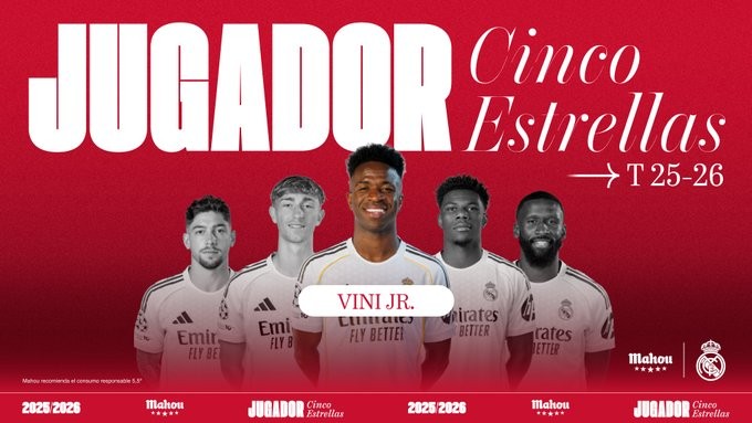 6场4球1助，皇马官方：维尼修斯当选队内3月最佳球员