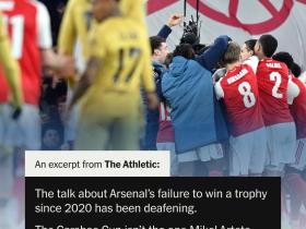 阿森纳今年只赢得卡拉宝杯，你看不到有多少人会为此……